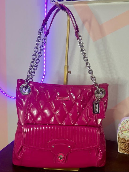 Coach Handbags - Coach Poppy Pink Liquid Gloss Shoulder Bag